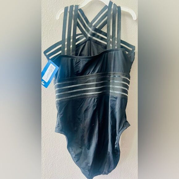 Hilor Sexy One Piece Swimsuit Mesh Criss Cross Tummy Control Size M/8~NWT - Picture 5 of 7